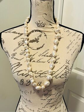 Vintage Baroque Freshwater Pearl Necklace 32” Knotted Strand